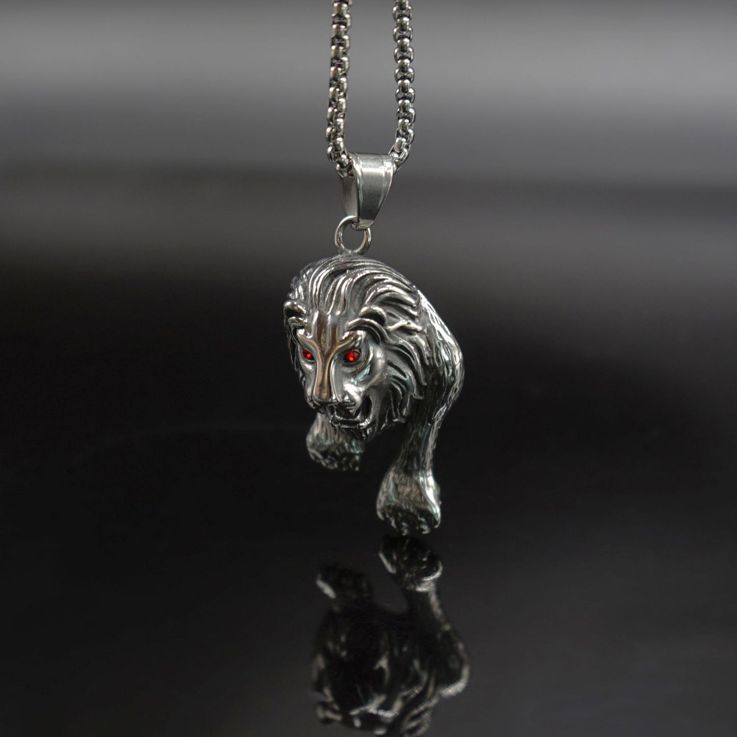 Steel Necklace - Vintage Lion Head Necklace