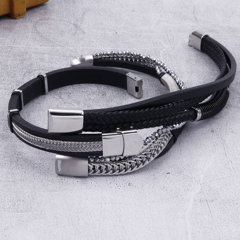 Planderful Trendy Stainless Steel Bracelet Men Braided Rope