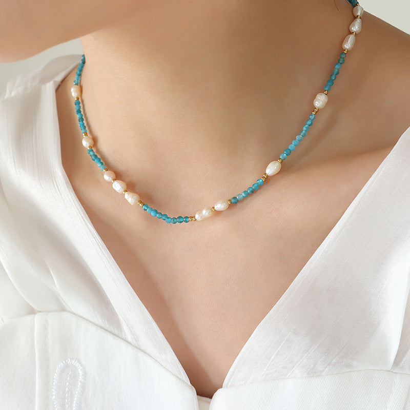 Eclectic Stone and Pearl Necklace with Bohemian Charm