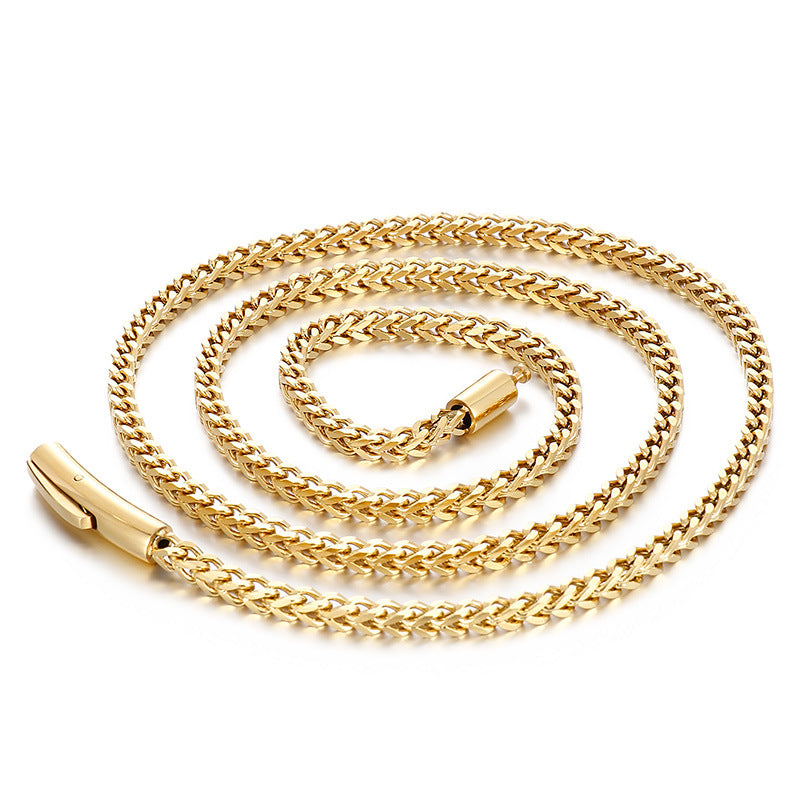 Trend 3mm Positive And Negative Keel Necklace, Hip-Hop Simple Electroplated Magnet Buckle Titanium