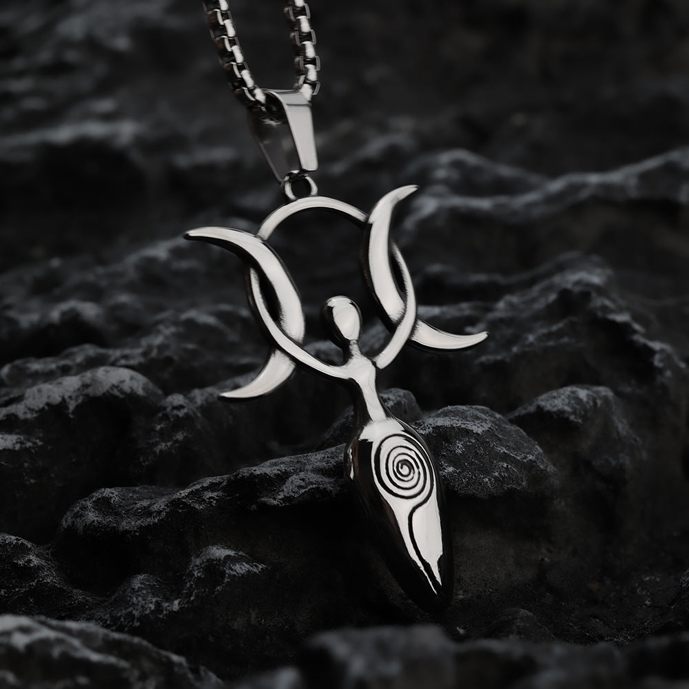 Retro Stainless Steel Men's Pendant Personalized Star Moon Necklace