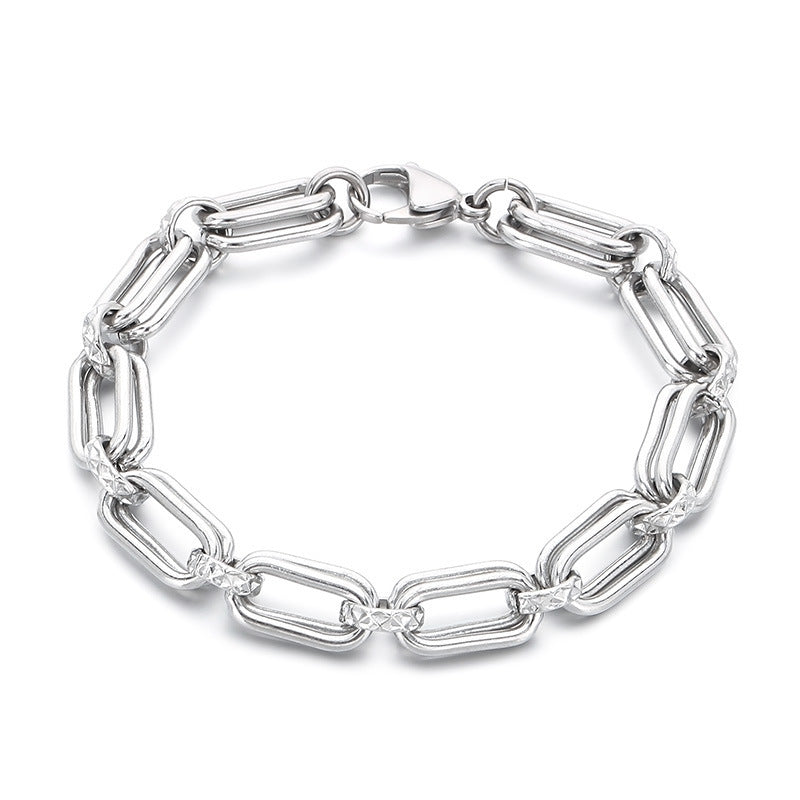 Planderful Men Stainless Steel Bracelet Double O Chain