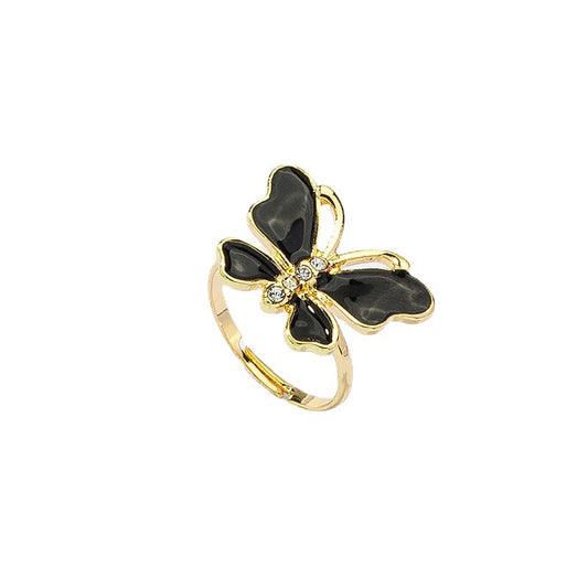 Wholesale Glazed Black Butterfly Ring - Vienna Verve Collection