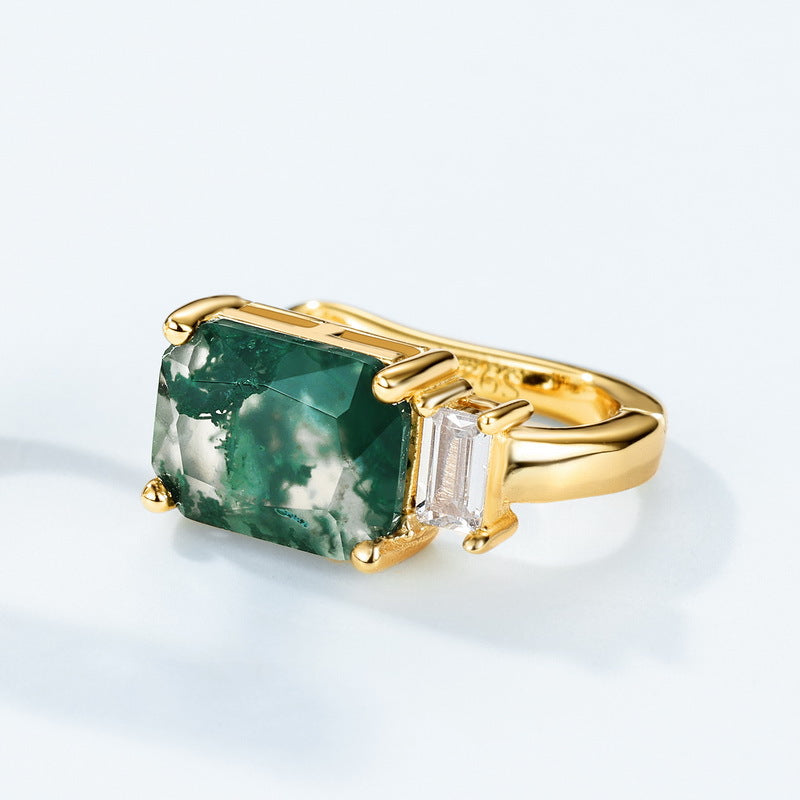 Planderful Everyday Genie Earrings – Cross-border Exclusive Fashion Light Luxury Silver-Plated Gold Aquatic Agate