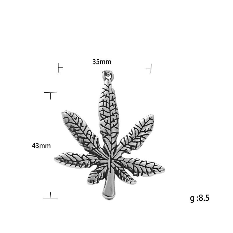 Titanium Steel Large Maple Leaf Pendant Personalized Necklace