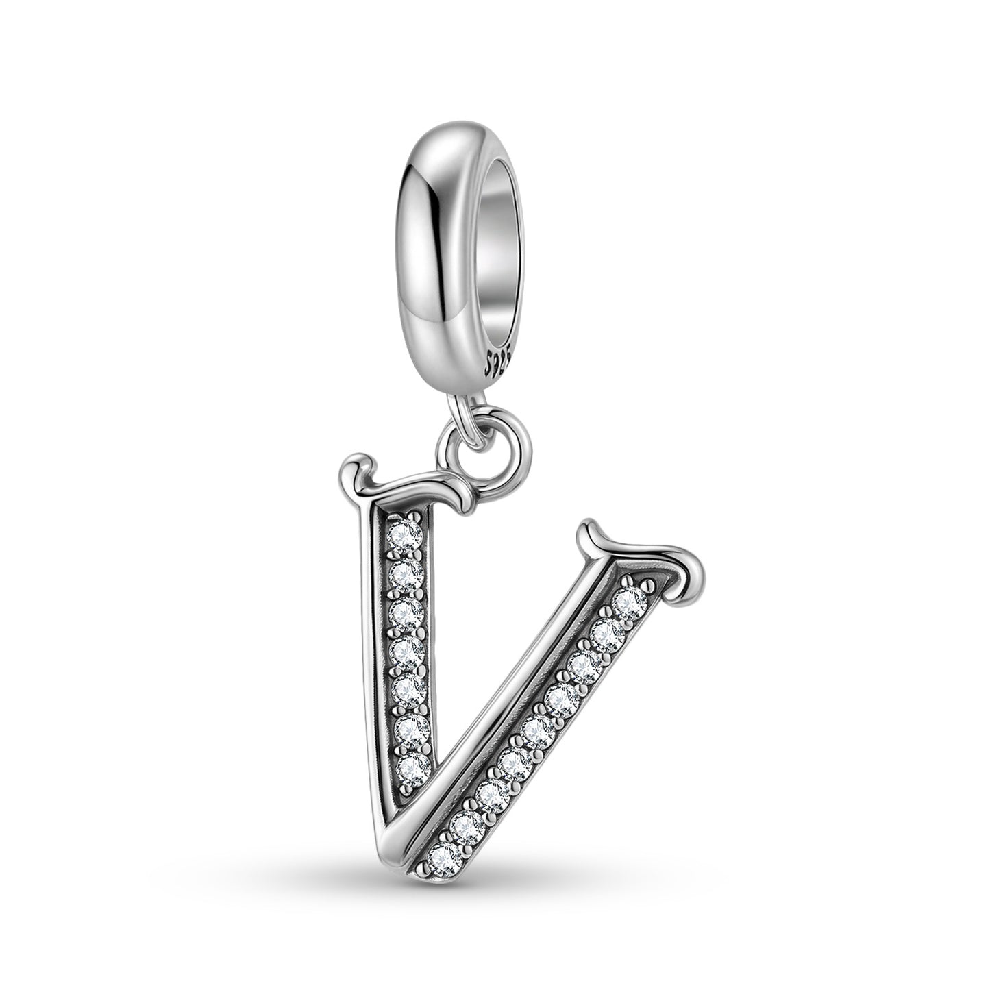 Planderful Jewelry 26 Letter Sterling Silver Pendant With Zircon Inlays Necklace