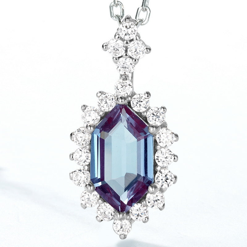 Planderful Jewelry Sterling Silver Alexandrite Pendant Necklace for Elegant Everyday Wear