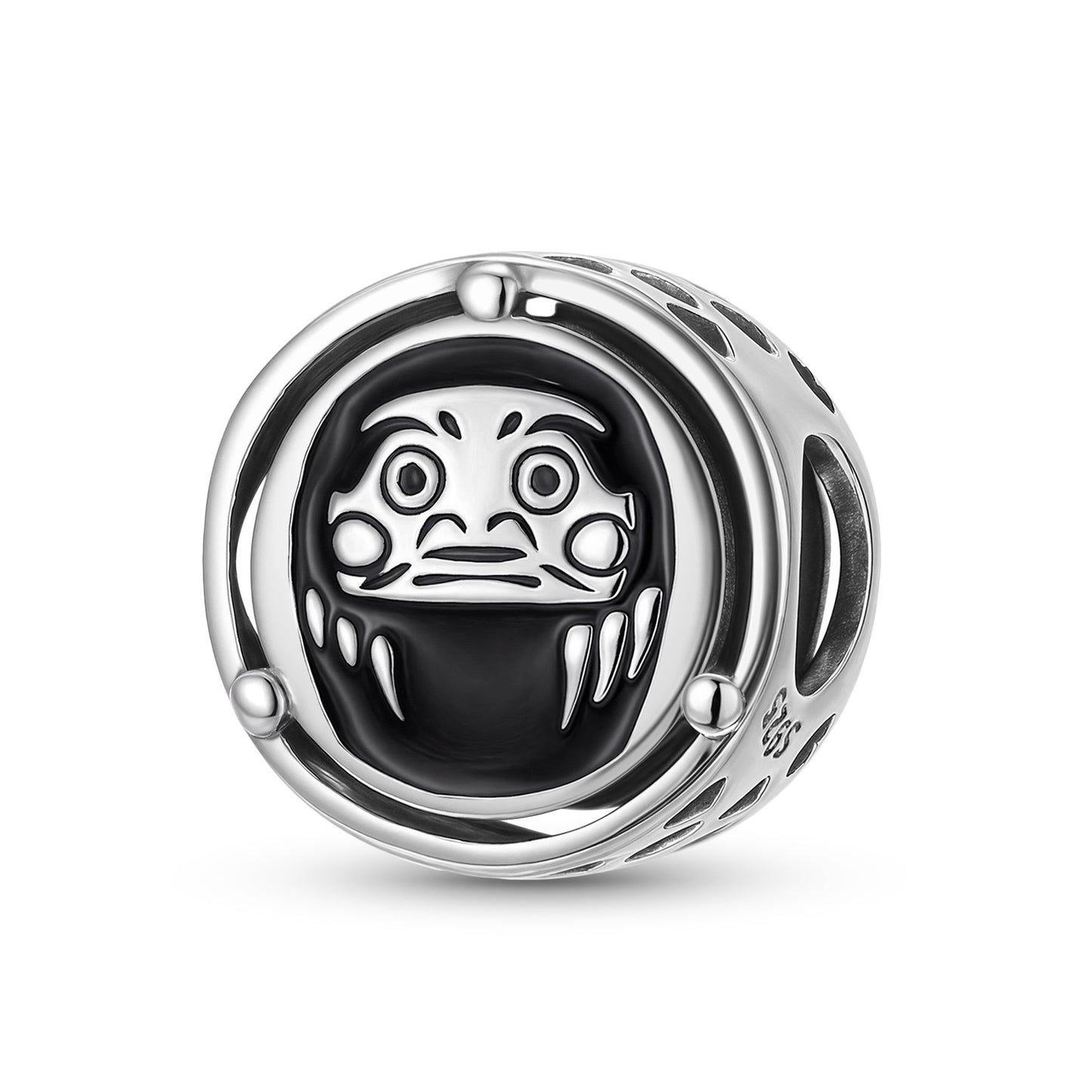 Planderful Jewelry Daruma Sterling Silver Beaded Bracelet Beading Pendant Charm Jewelry Gift
