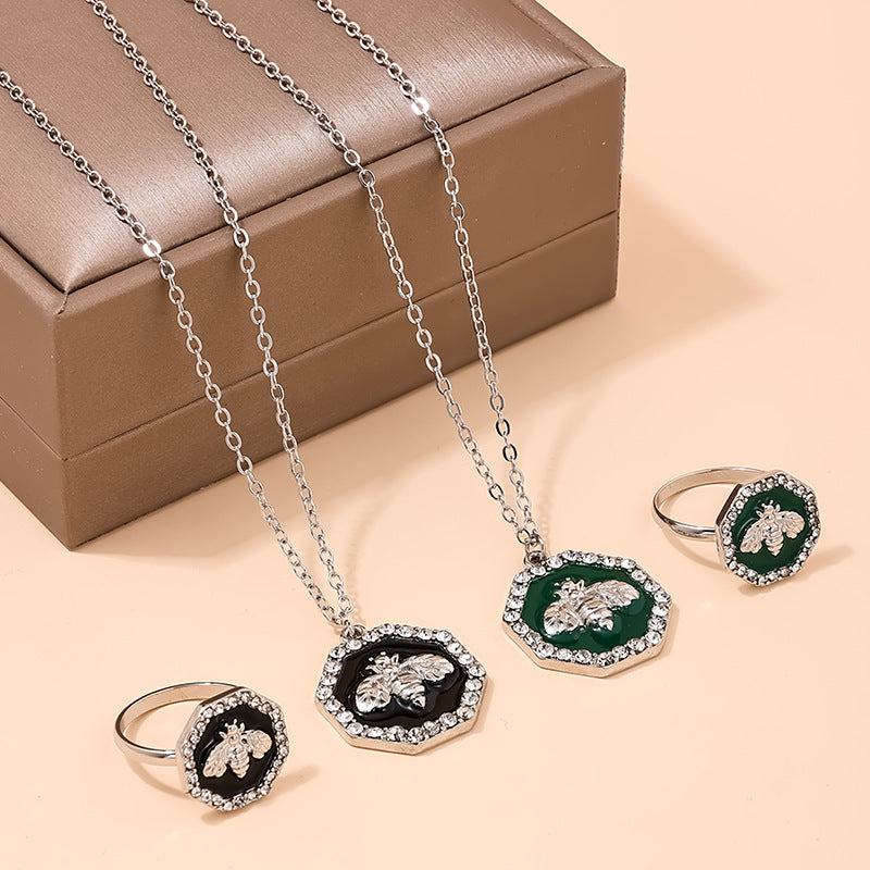 Elegant Bee Queen Necklace and Ring Set - Vienna Verve Collection by Planderful
