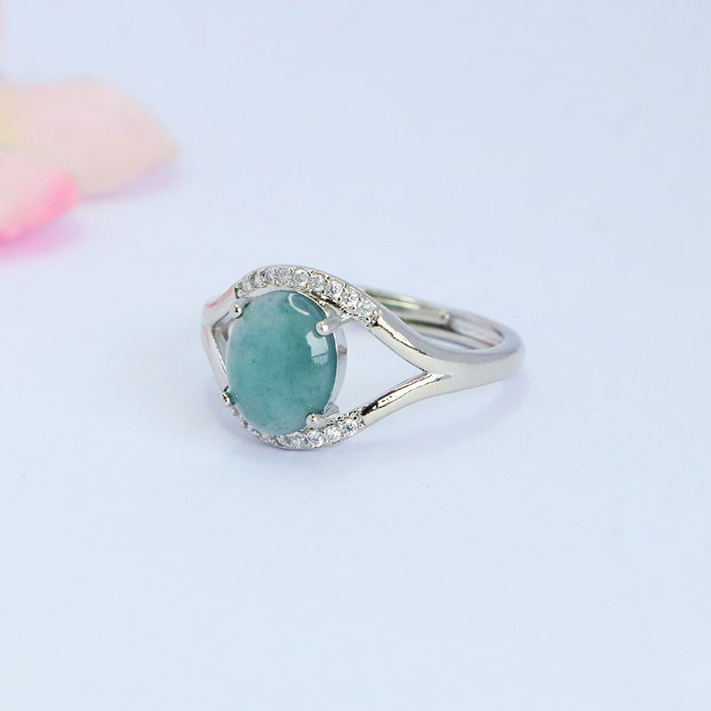 Blue-Water Jadeite Angel Eye Ring