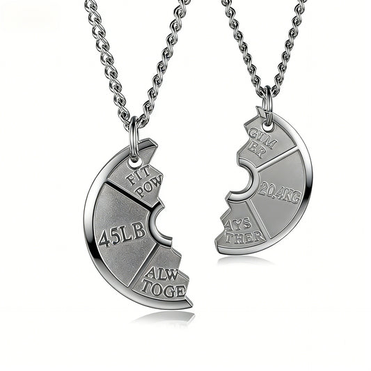 Planderful Premium Barbell Necklace For Couples Stainless Steel Fitness Jewelry Genderless Gift