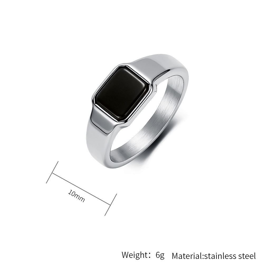 Geometric Square Titanium Steel Ring By Planderful Everyday Genie For Unisex Street Style Protection