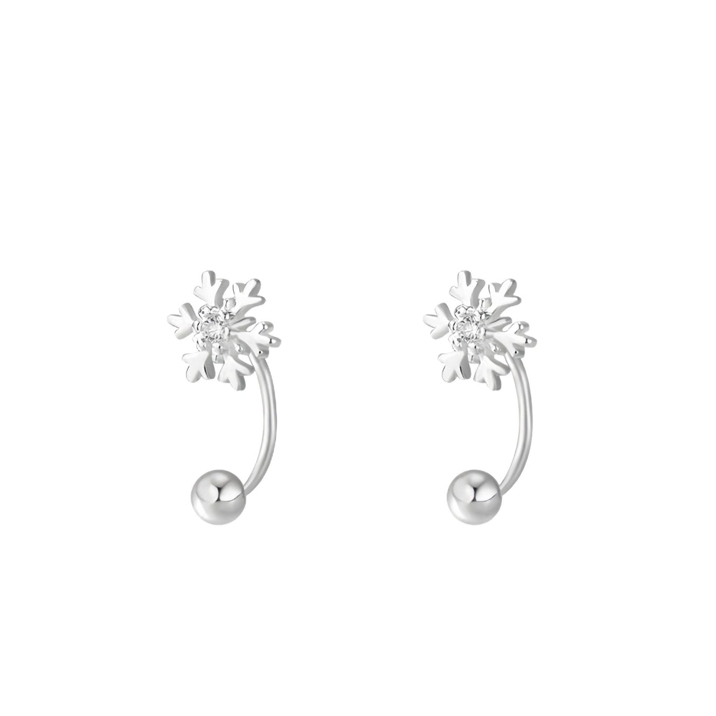 New 925 Sterling Silver Snowflake Stud Earrings for Women