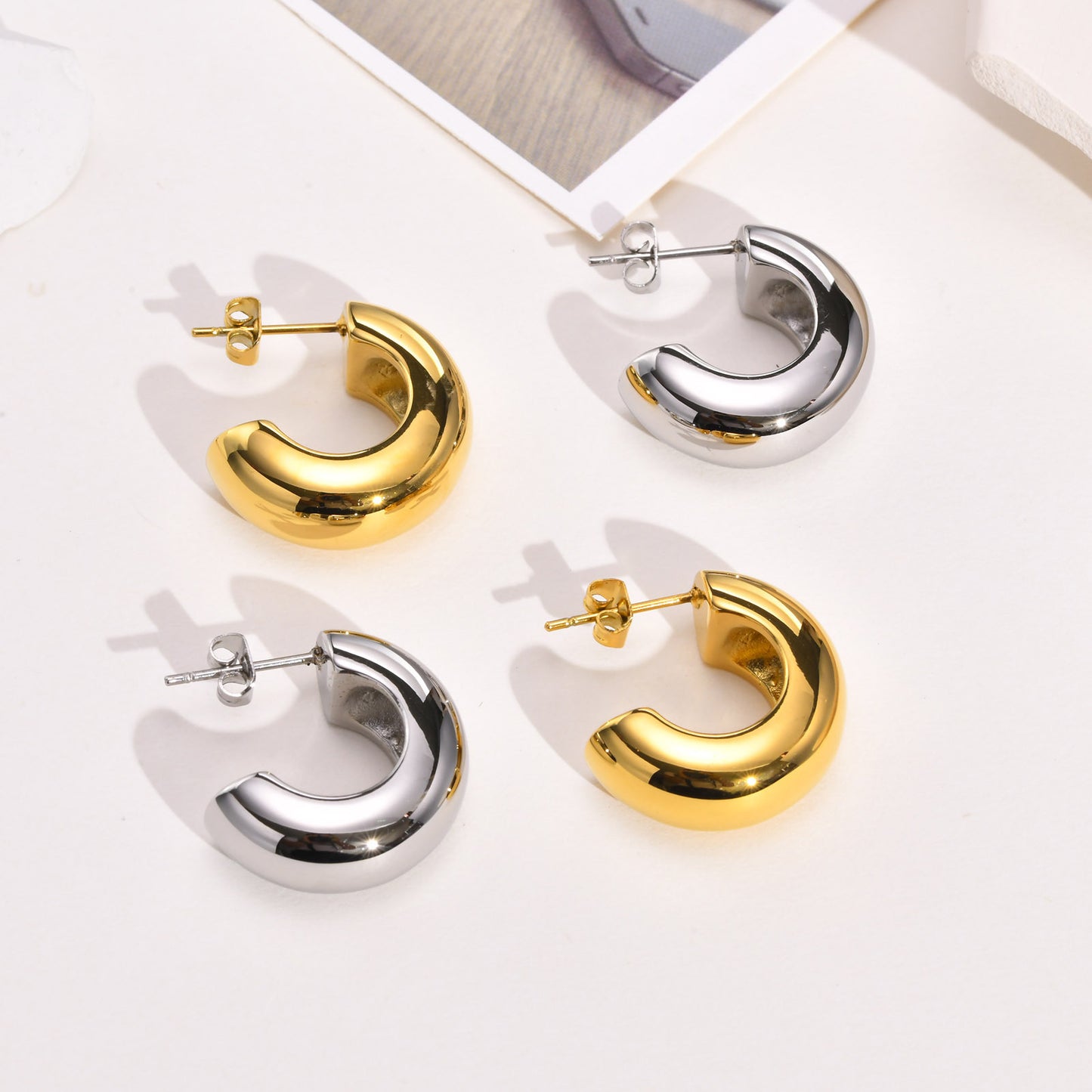 European And American Earrings C Shaped Gold Women's Wholesale