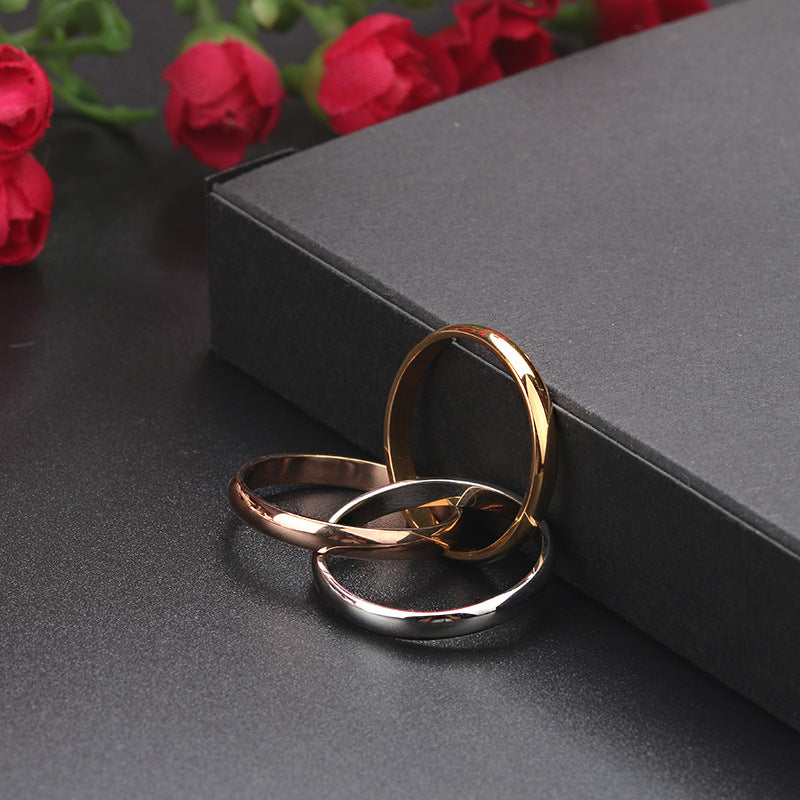 Planderful Mobius Ring Three Ring Set for Women Durable Stainless Steel Jewelry Fashion European American Style
