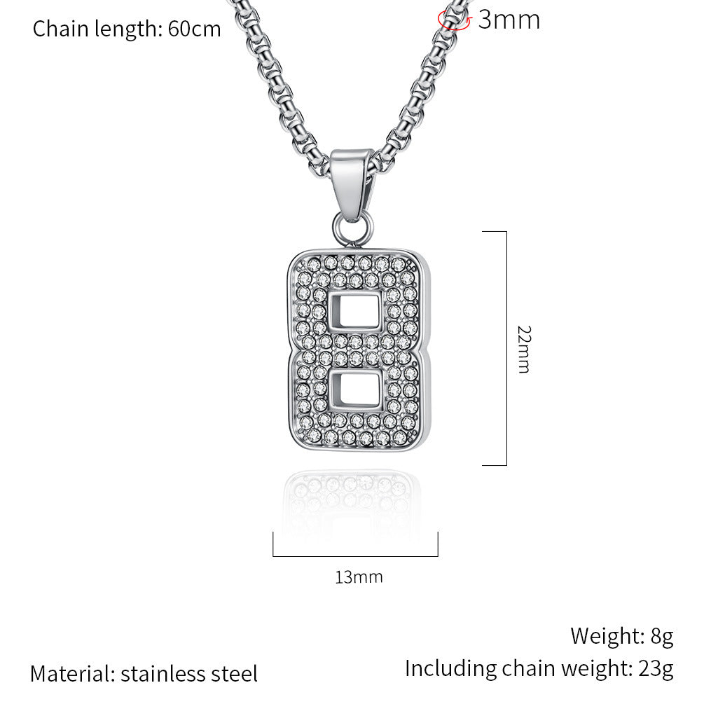 Planderful Everyday Genie Zircon Necklace Arabic Numerals Unisex Streetwear Charm For Men Women