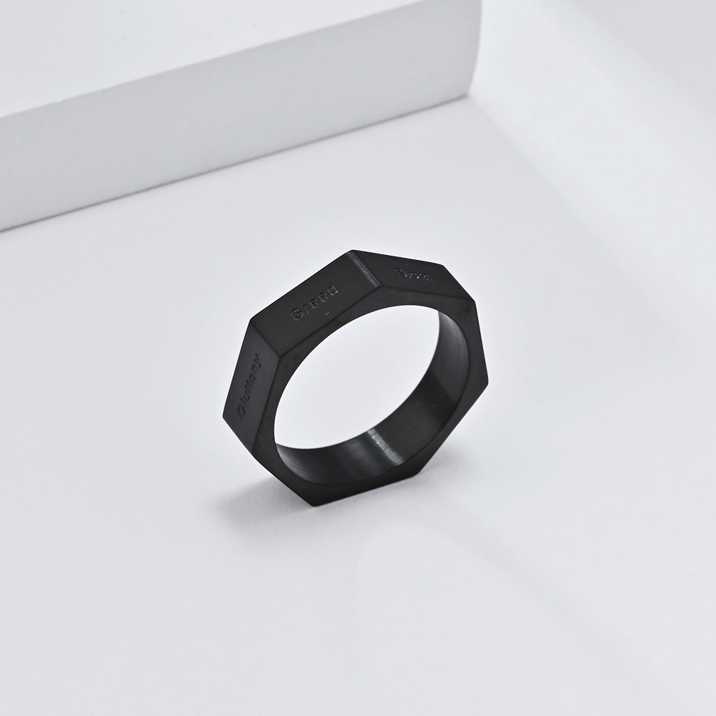 Seven Deadly Sins Seven Virtues Titanium Steel Ring for Men