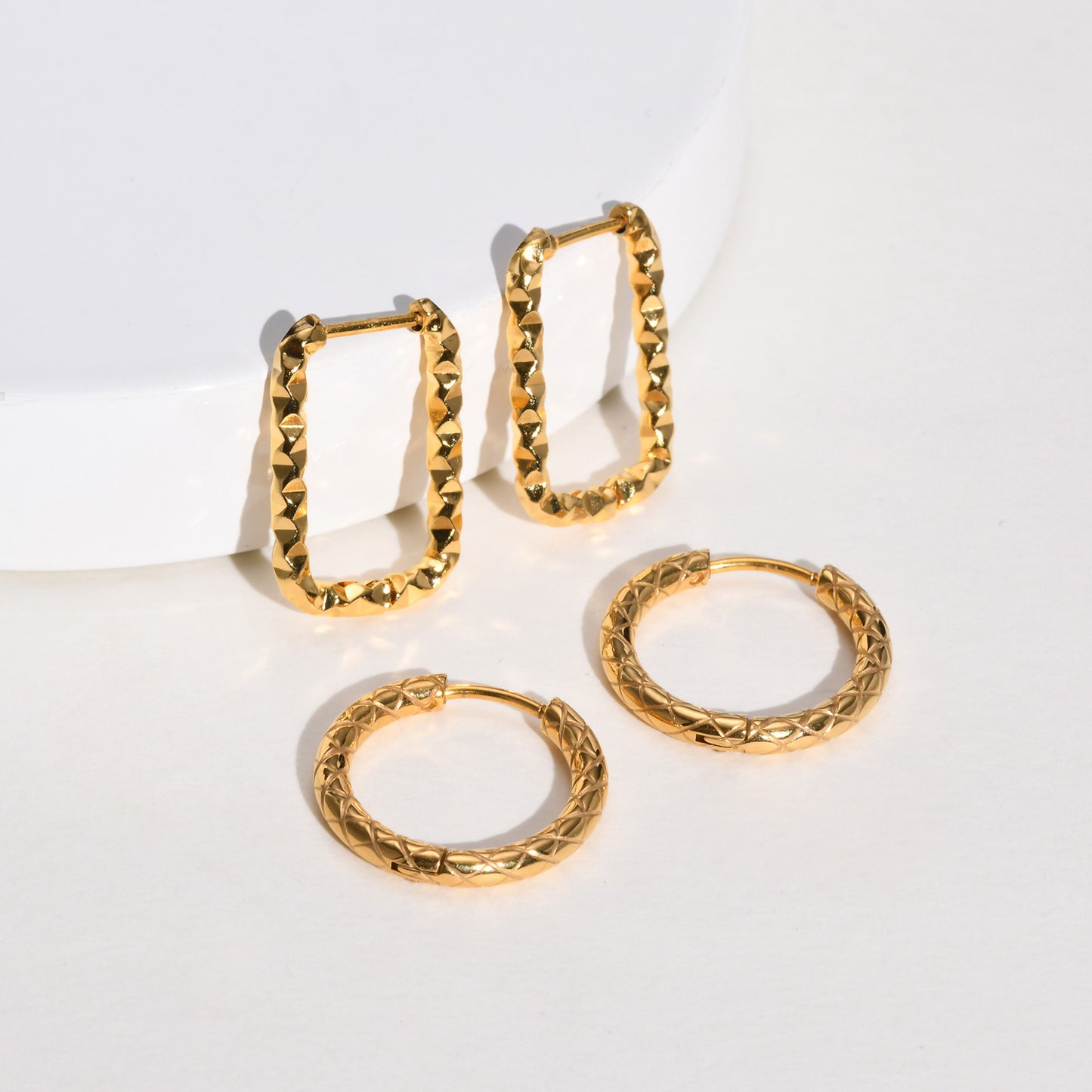 Jewelry Stainless Steel Geometric Rhombus Earrings Gold Ladies