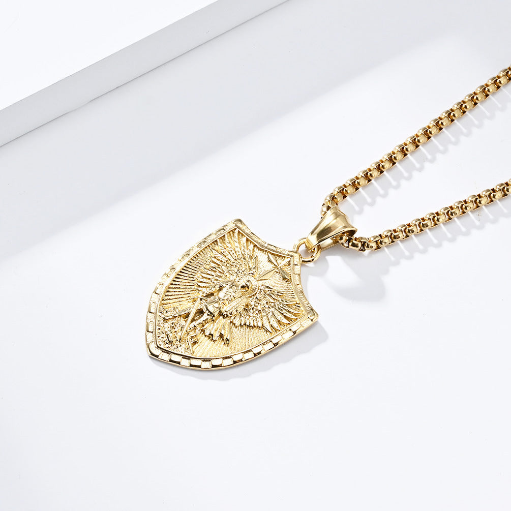 Cross-Border St. Michael's Archangel Titanium Steel Necklace
