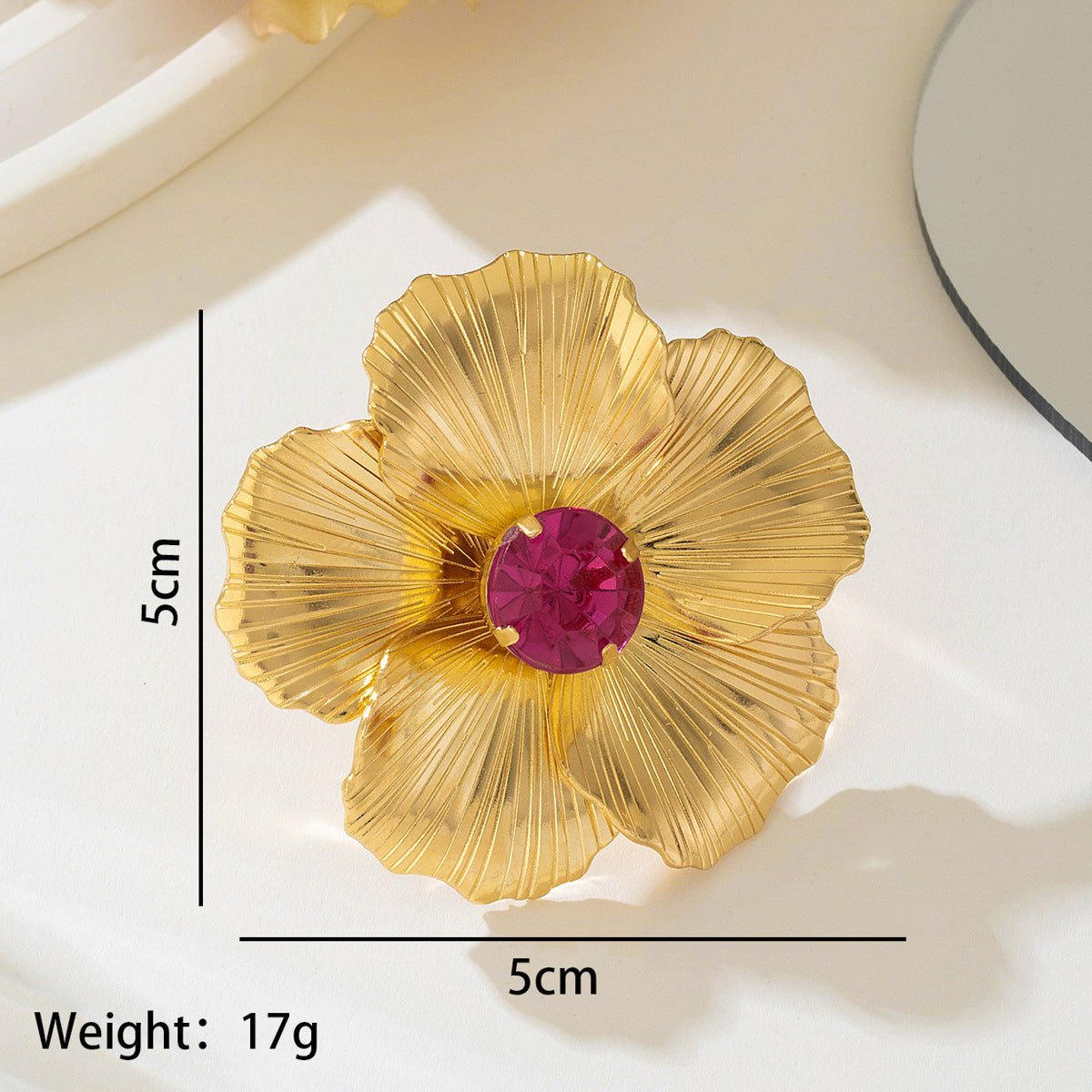 Elegant Metal Flower Gemstone Ring for Women by Planderful