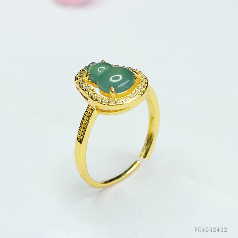 Blue Water Jadeite Gourd 6*9 mm Ring