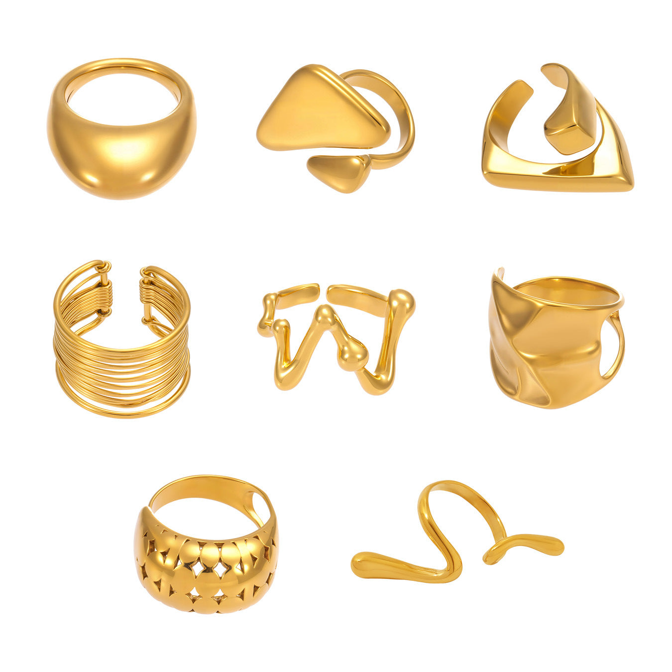 Planderful Open Knuckle Ring Titanium 18K Gold Plated Unisex