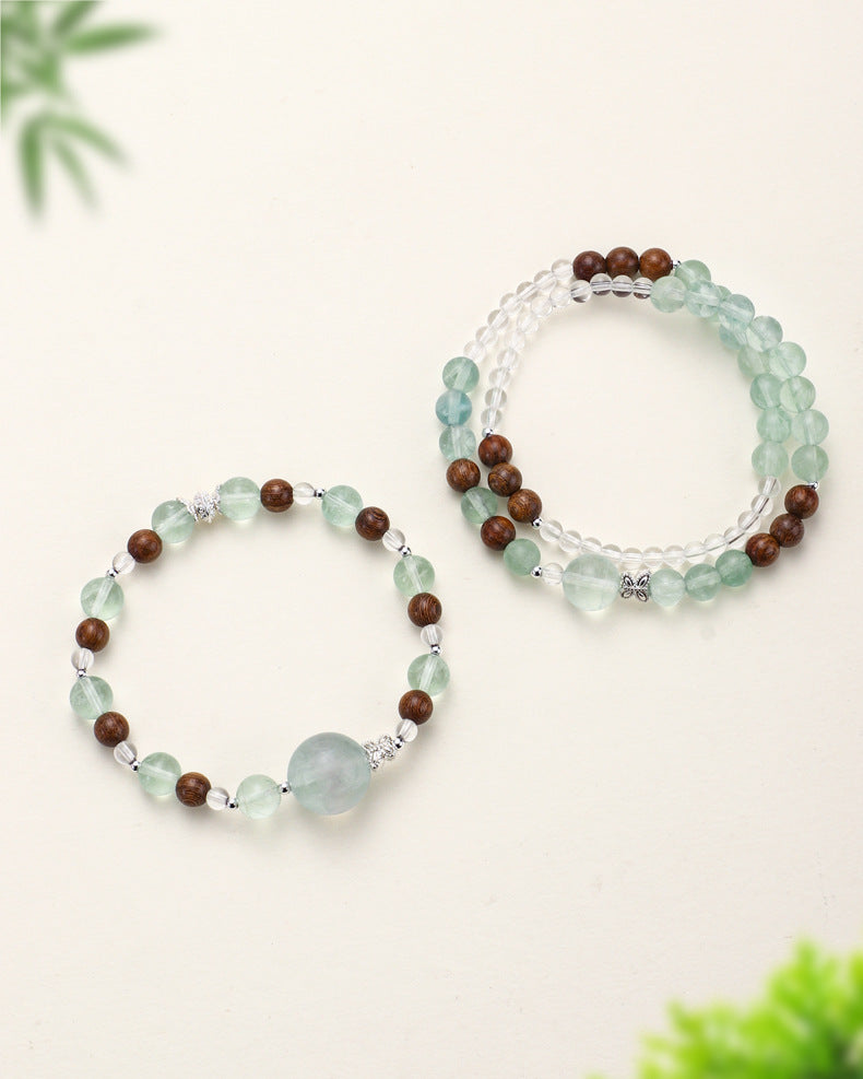 Fluorite Sandalwood Crystal Bracelet