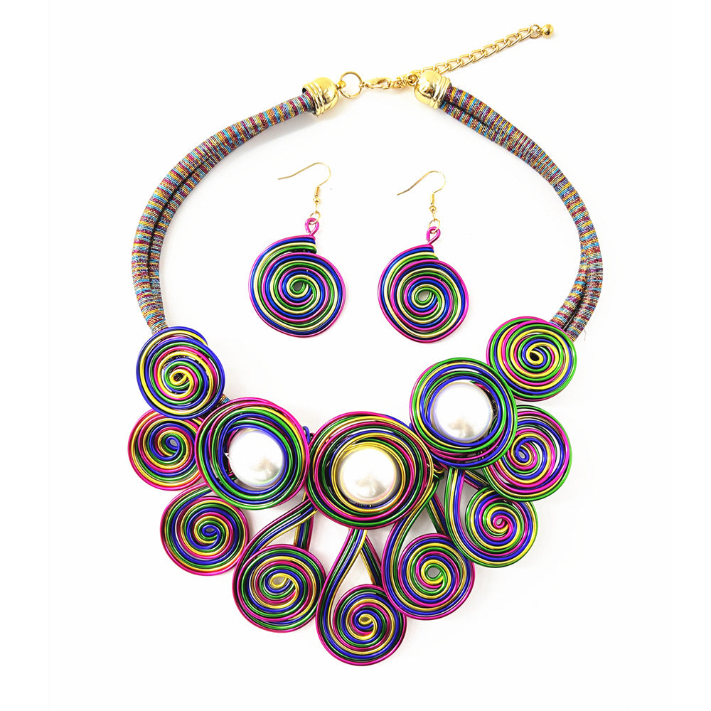Planderful Savanna Rhythms Necklace and Earrings Set – Elegant Handmade Design