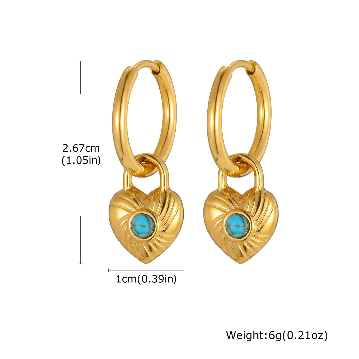 Turquoise Heart Jewelry — Earrings or Necklace