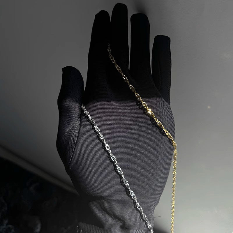 Planderful Jewelry Water Wave Chain Necklace in Titanium Steel for Men Timeless Collarbone Style