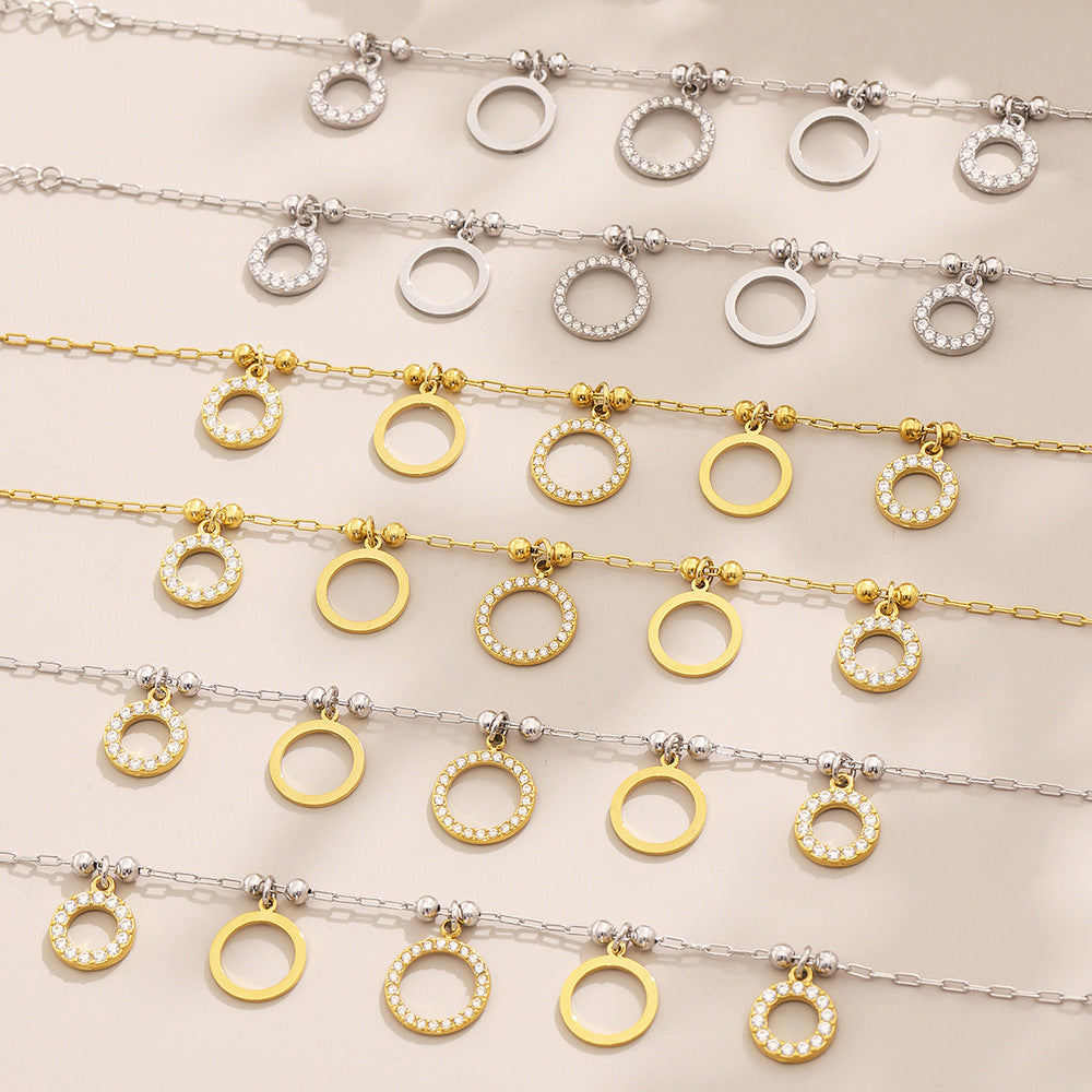 Planderful Zircon Circle Bracelet Women Stainless Steel