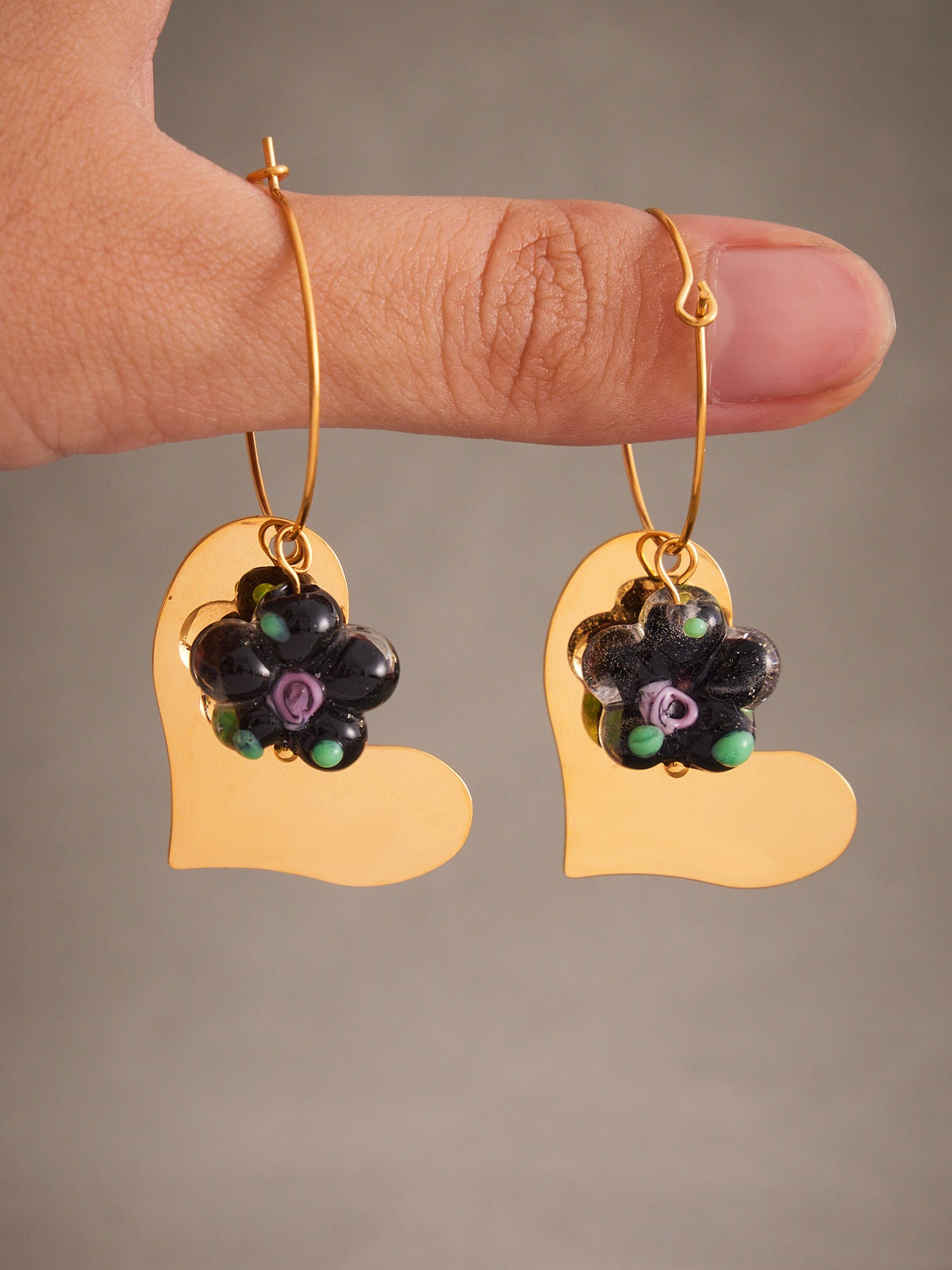 Planderful Resin Flower Earrings 18K Gold Plated Women