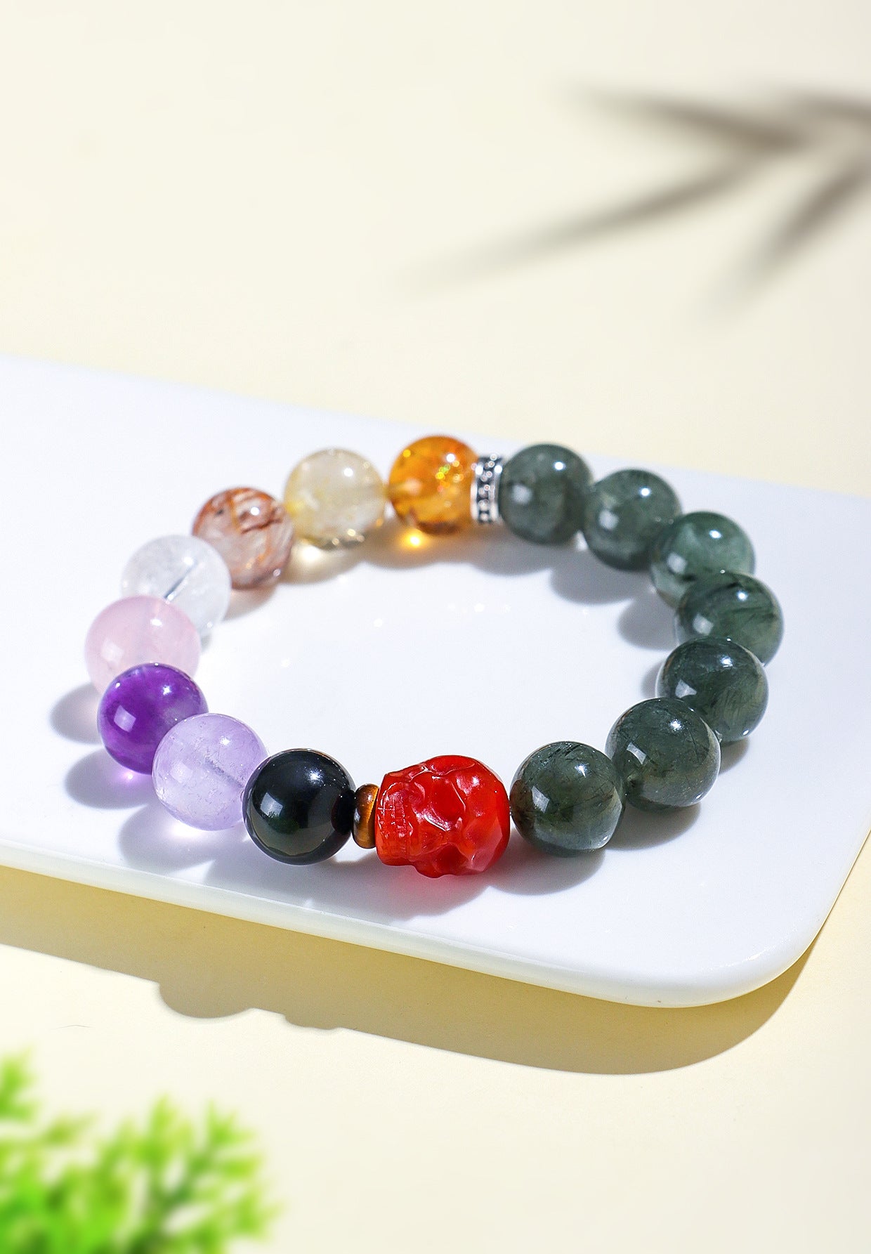 Planderful Fortune's Favor Bracelet – Unique Natural Green Hair Crystal Design