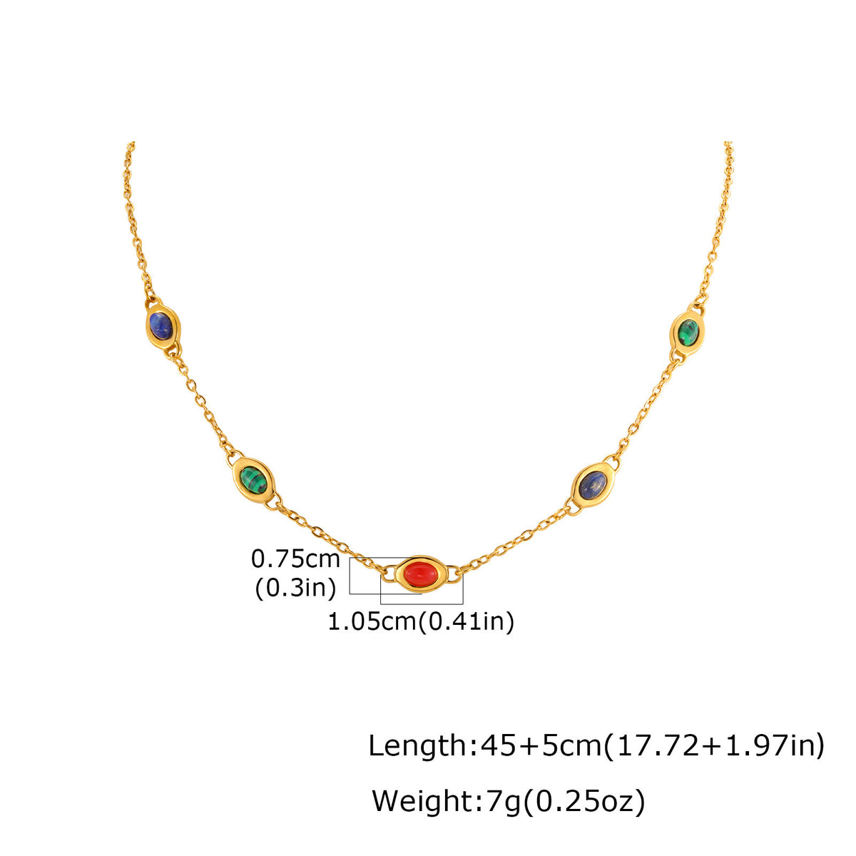 Stainless Steel Women's Colorful Natural Stone Collarbone Chain Necklace