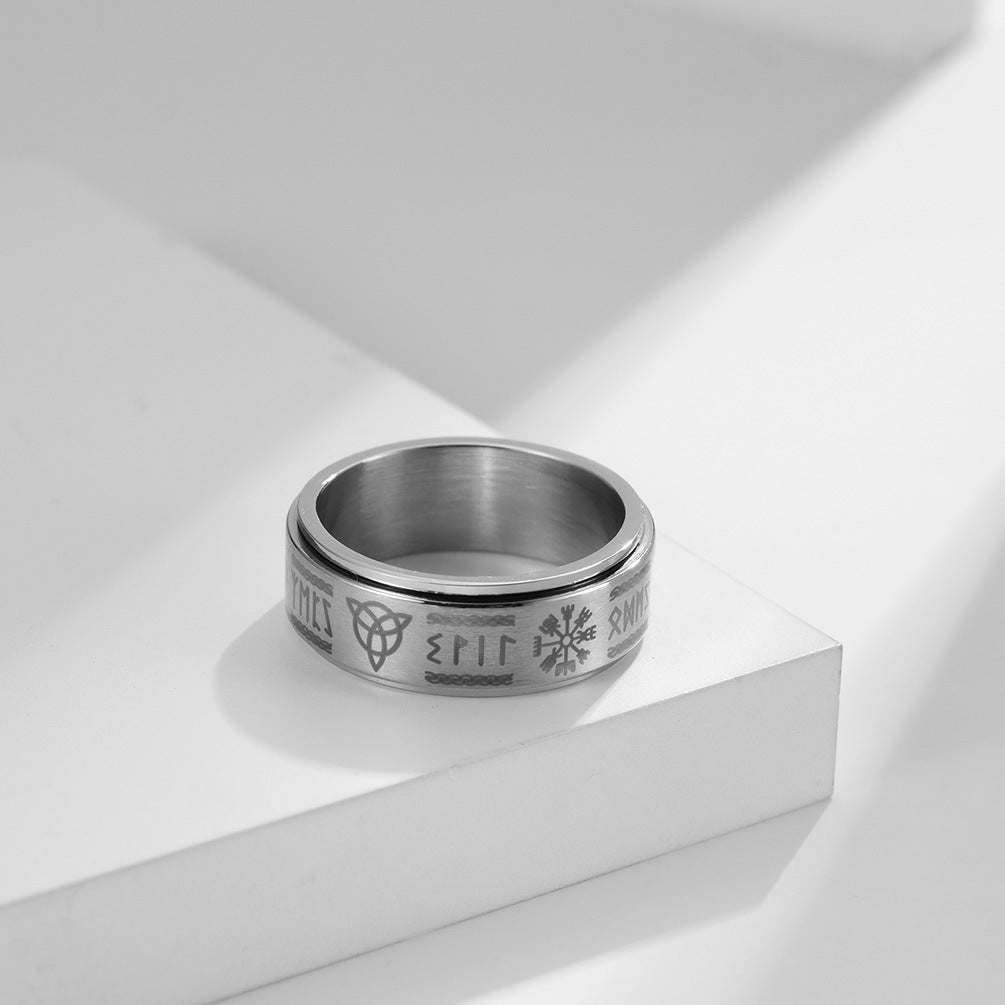 Planderful Viking Infinity Rotatable Stainless Steel Ring for Men and Women Unisex Gift
