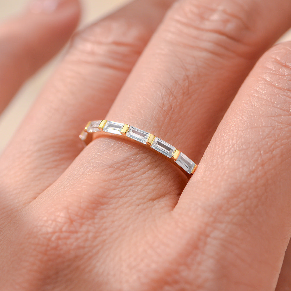 Rectangular Zircon Sterling Silver Ring Zircon Ring