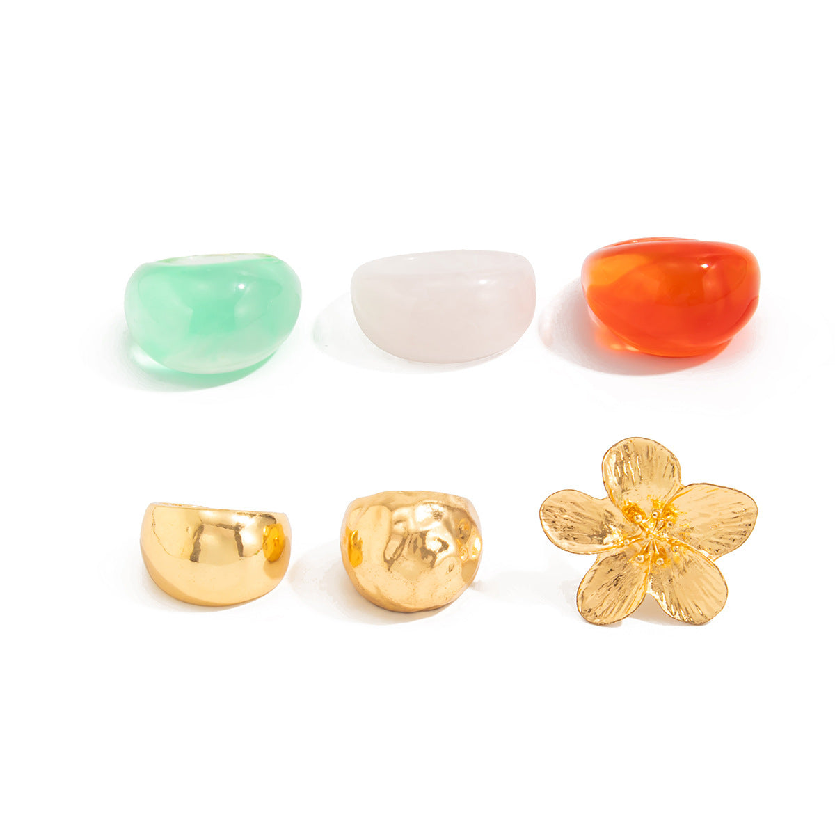 Planderful Resin Flower Ring Geometric Set Vienna Verve For Bold Trendsetters And Modern Wear