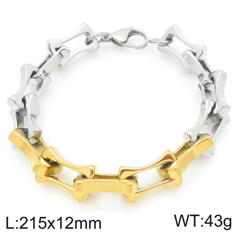Diy – Two-Color Layered Chain Bamboo Chain Titanium Steel Men's Bracelet