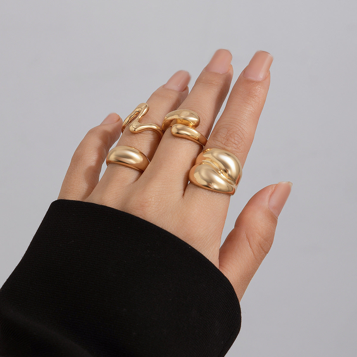 Planderful Vienna Verve Geometric Open Ring Lava Metal Texture For Modern Fashion Lovers