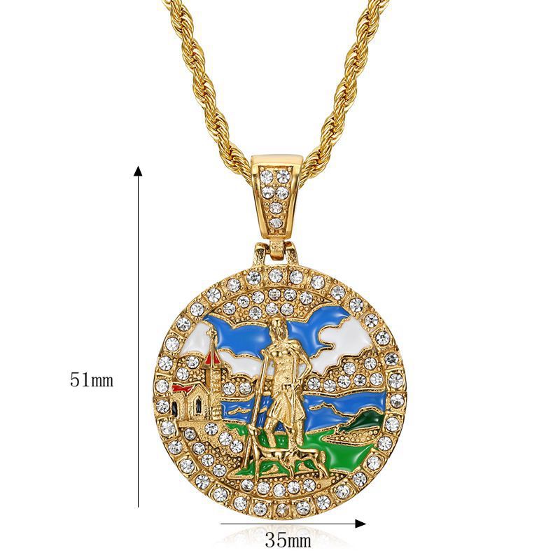 Rhinestone Necklace – Statement Hip Hop Jesus Pendant
