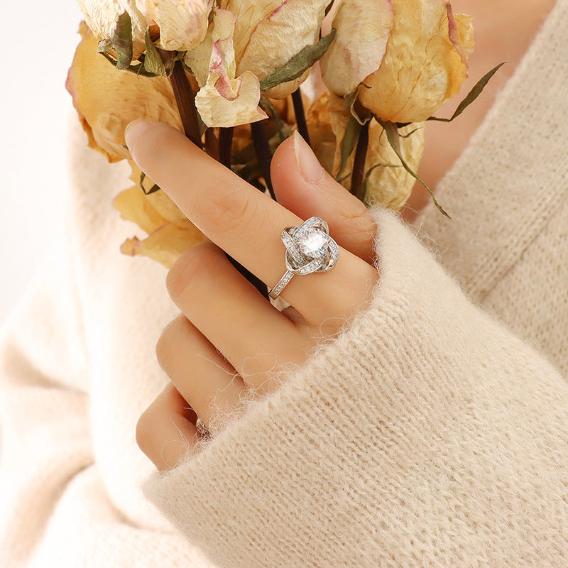 Elegant Zircon Ring: Stylish Single Band for Women's Gift Jewelry