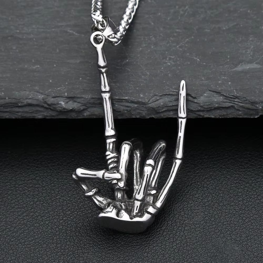 Gothic Skull Stainless Steel Men's Pendant Necklace