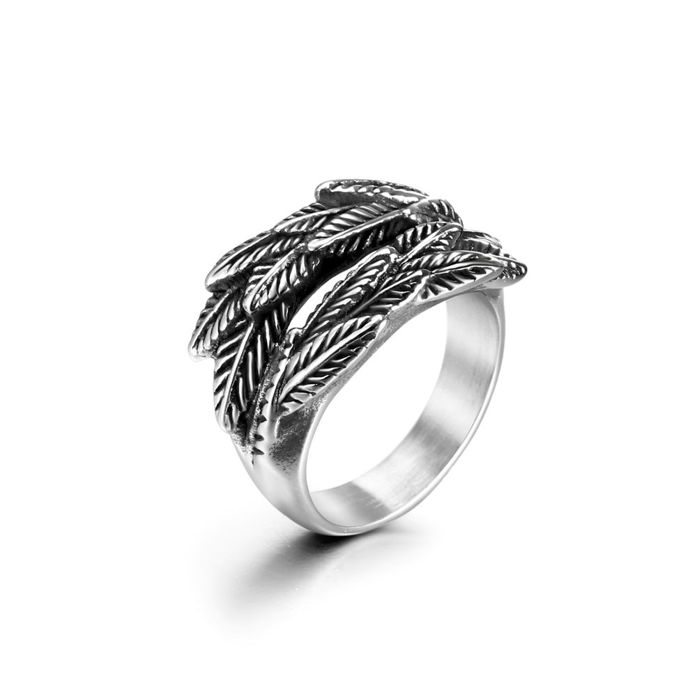 Personalized Wheat Ear Titanium Steel Ring Hip Hop Jewelry