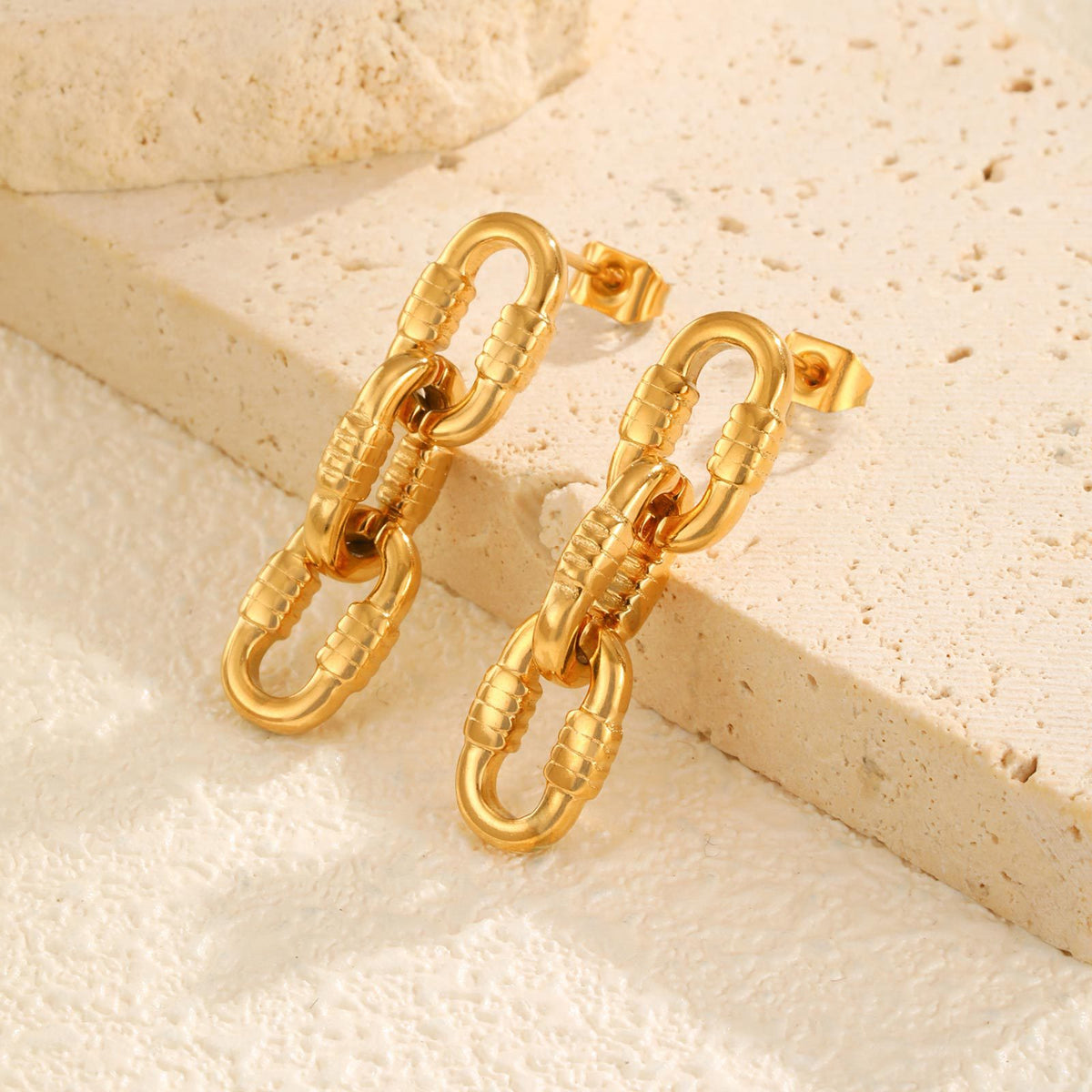 Contemporary Gold-Tone Stainless Steel Earrings