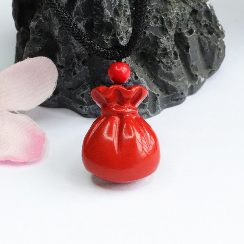 Red Sand Pendant - Sterling Silver Pendant with Cinnabar Stone for Prosperity and Good Fortune