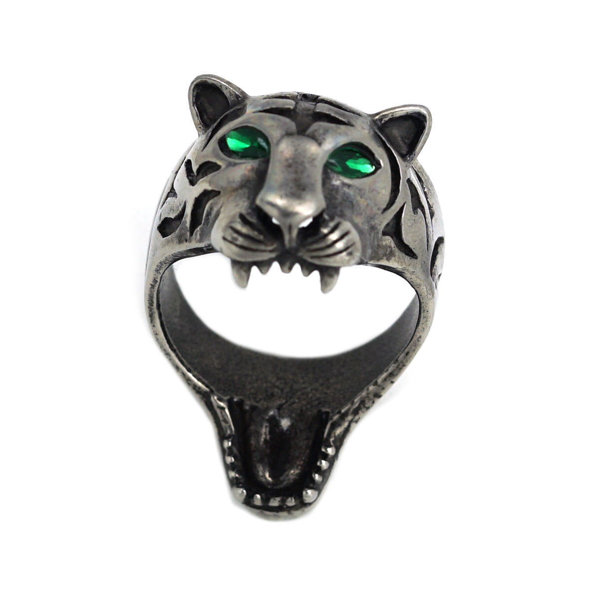 Planderful Stainless Steel Tiger Head Ring Unisex Vintage Retro Style For Men And Women