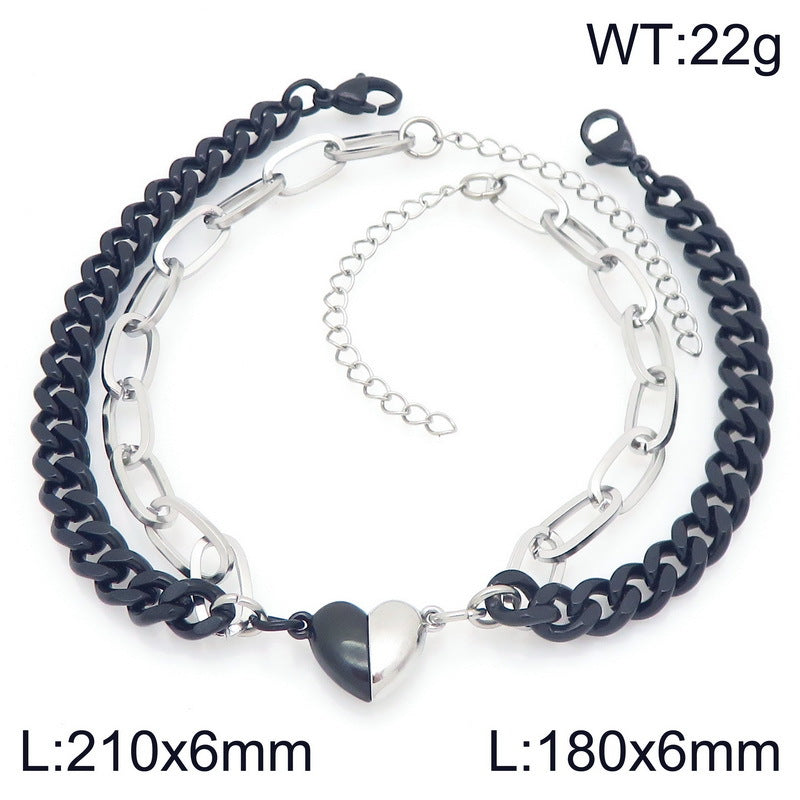 Hip Hop Niche 3.8 Muse Festival Gift Gift – Magnetic Love Titanium Steel Cuban Chain Bracelet