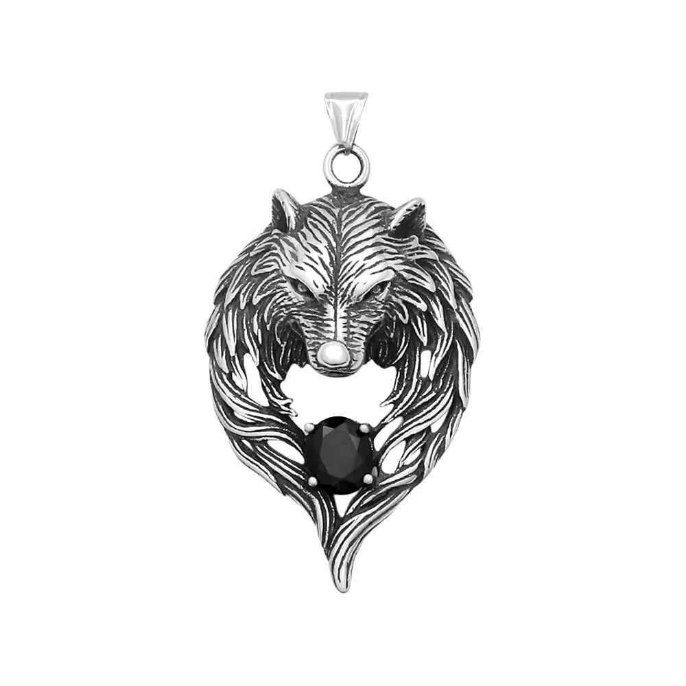 Punk Viking Wolf Stainless Steel Men's Pendant Necklace