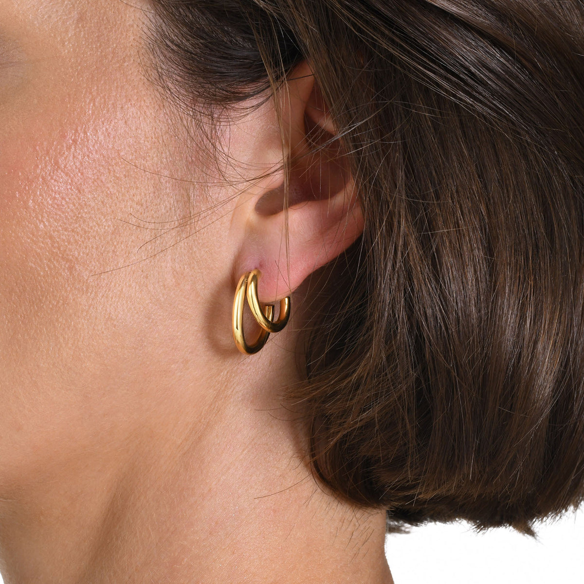 Gold-Tone Layered Hoop Earrings — Double or Triple