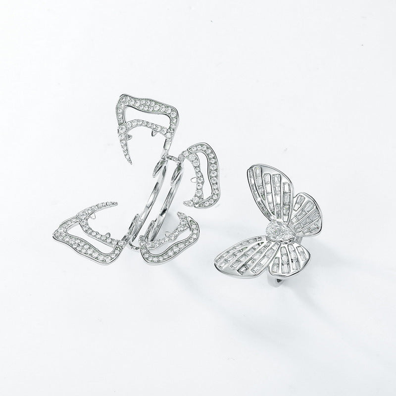 S925 Sterling Silver High-Carbon Stone Butterfly Ring